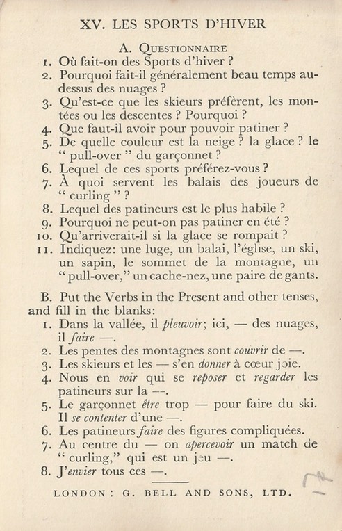 PC Bell's French Lesson Cards II-XVb