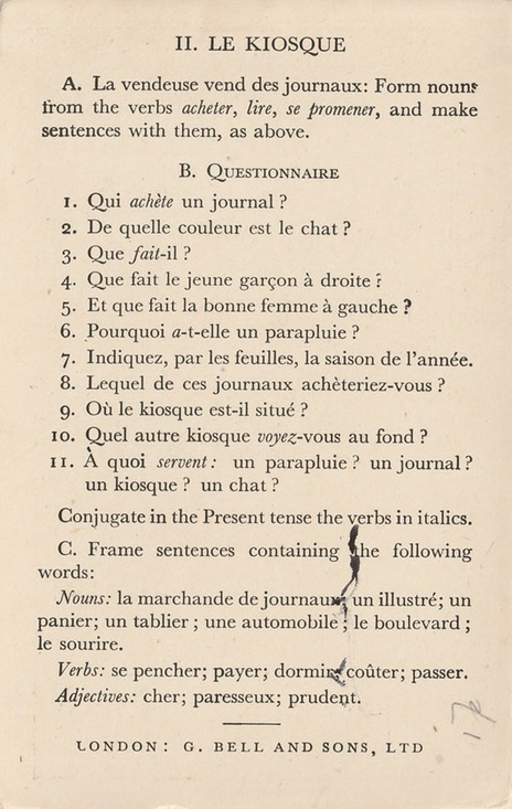 PC Bell's French Lesson Cards II-IIb